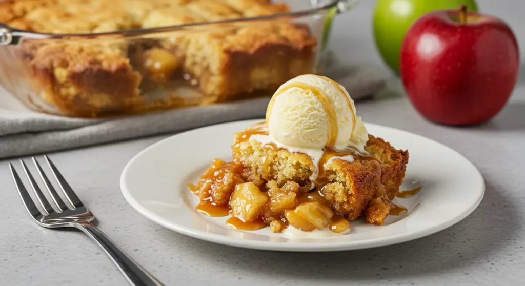 Apple Cake Mix Cobbler with Vanilla Ice Cream