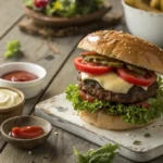 A burger sauce recipe with creamy burger sauce, styled with a vintage camera aesthetic.