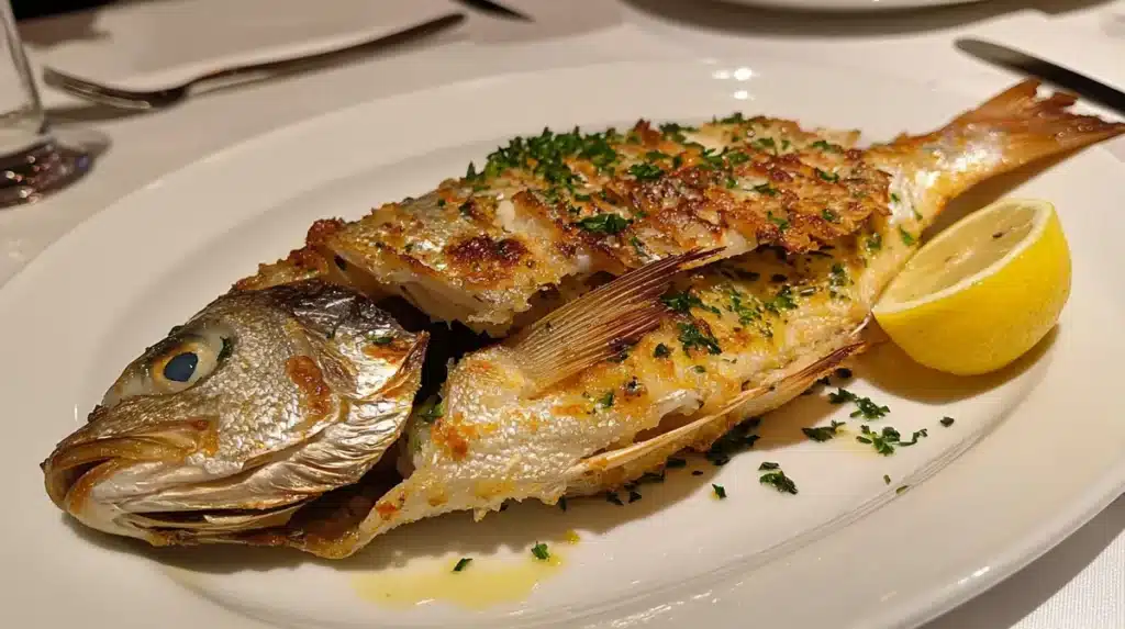 Whole Baked Bream Fish with Lemon and Herbs