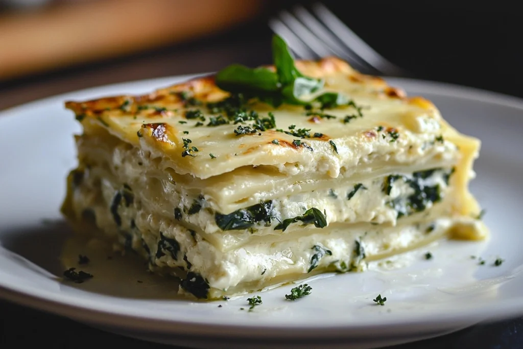 Luscious slice of homemade butter bean lasagna